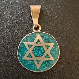 Silver and turquoise Star of David pendent.